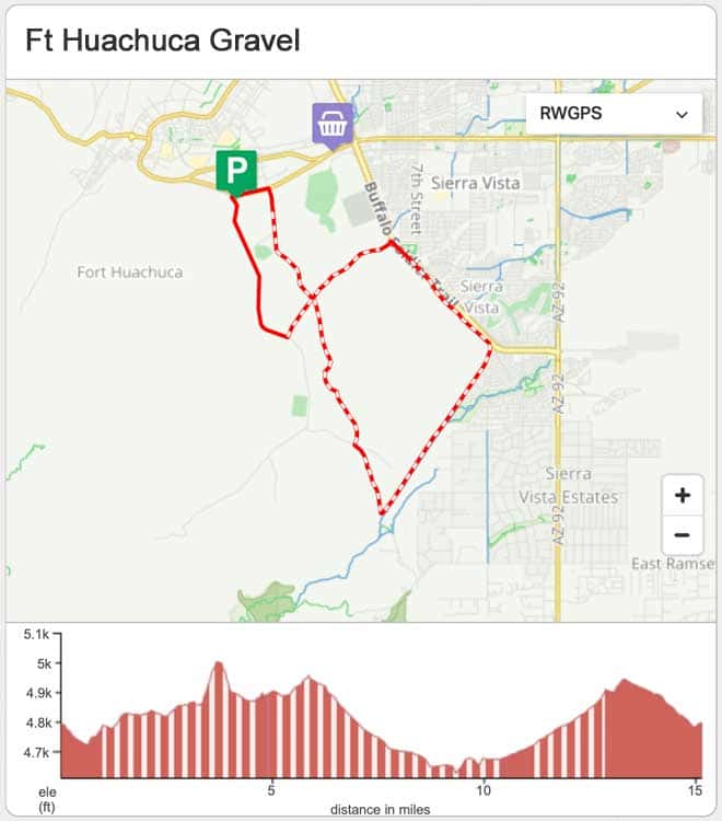 Ft Huachuca Gravel Ride Map