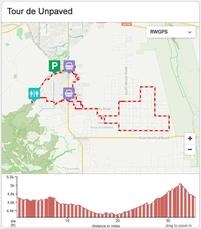 Tour de Unpaved Gravel Ride Map